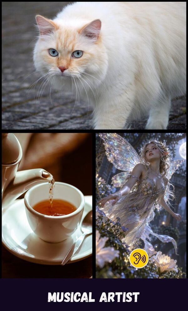 Cat, tea, fairy